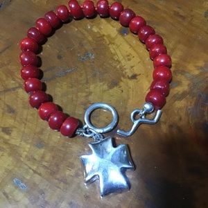 Pretty Simon Sebbag Coral and Sterling Bracelet